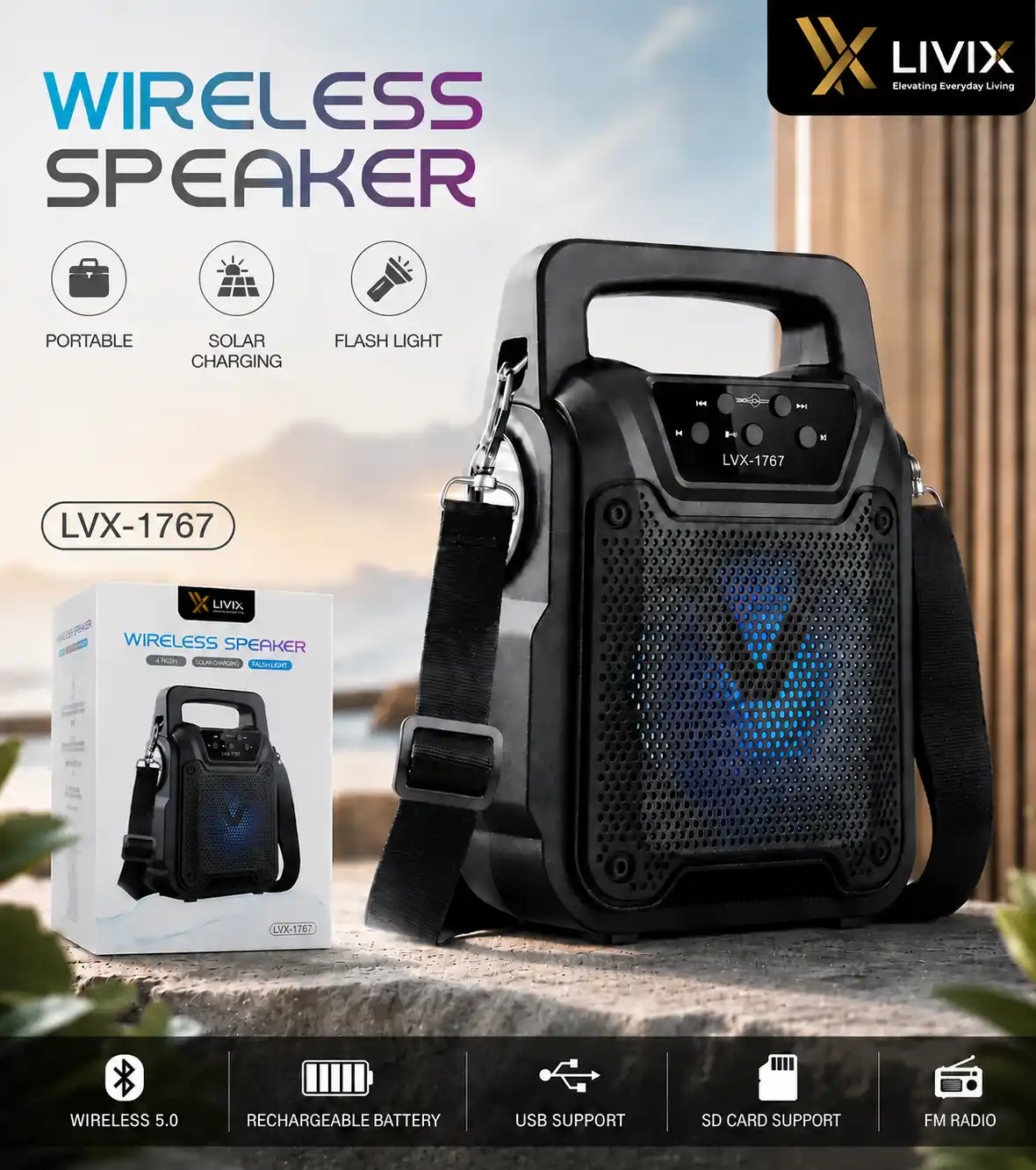 LVX-1767 Solar MP3 Speaker